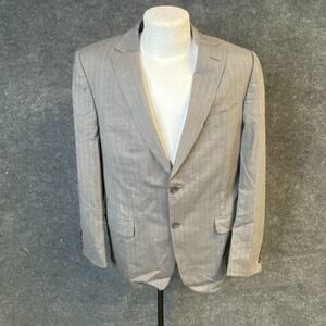 Z Zegna Mens Gray Striped Dual Vent Wool 2 Btn Blazer Sz US. 44R Euro 54R‎